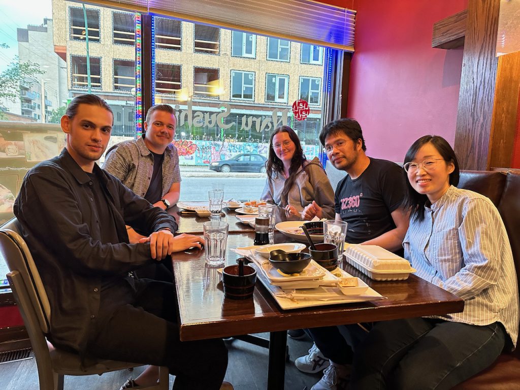 A couple of the new JETs met with JET alumni for some Japanese food at Naru Sushi in Winnipeg, July 8th,2023.